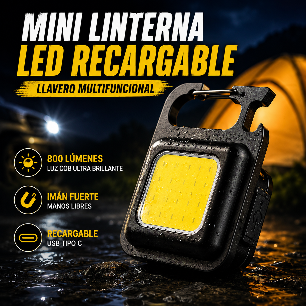 Mini Linterna Llavero Potente Recargable