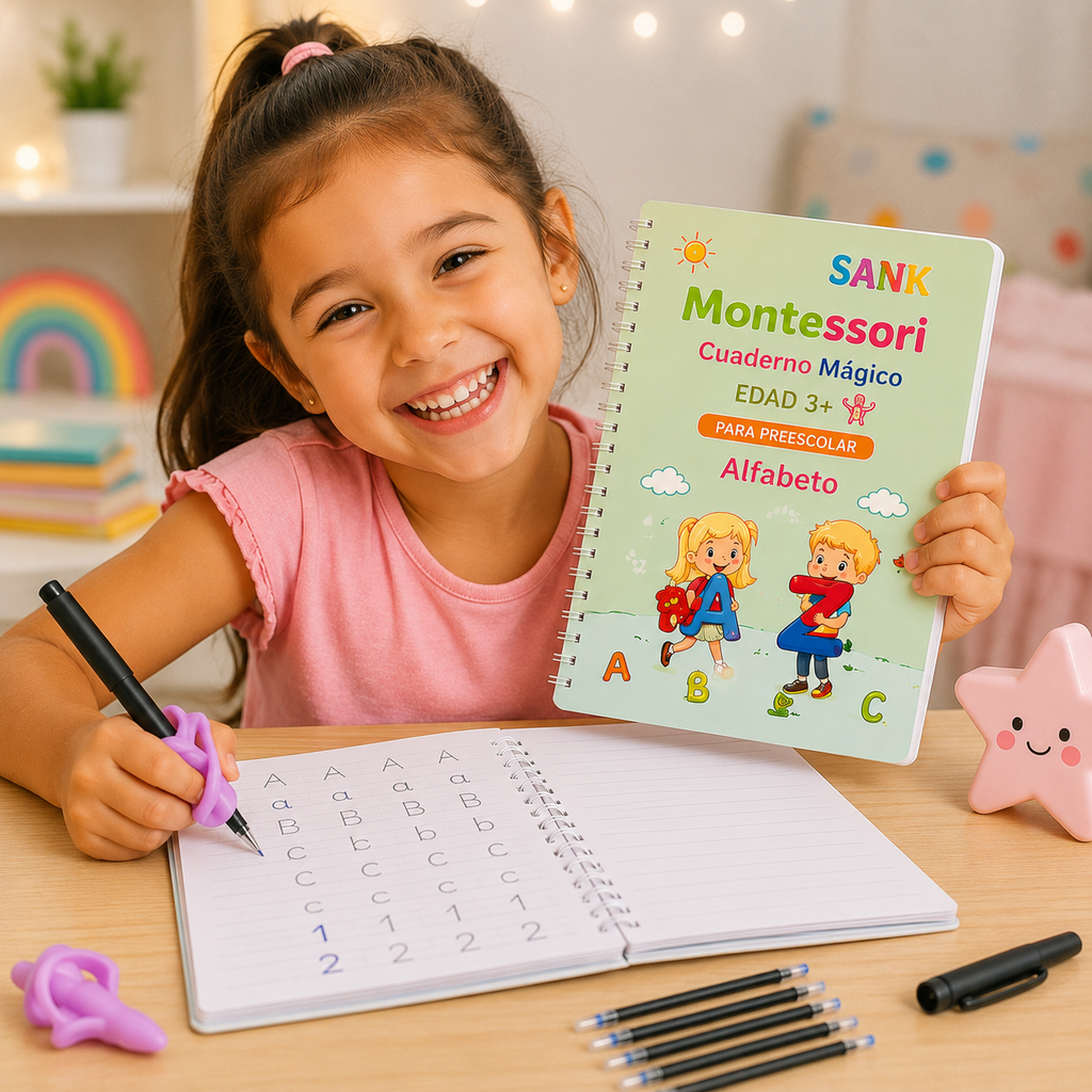 SmartWrite Kids™ - Kit 4 Cuadernos de Caligrafía Reutilizable.